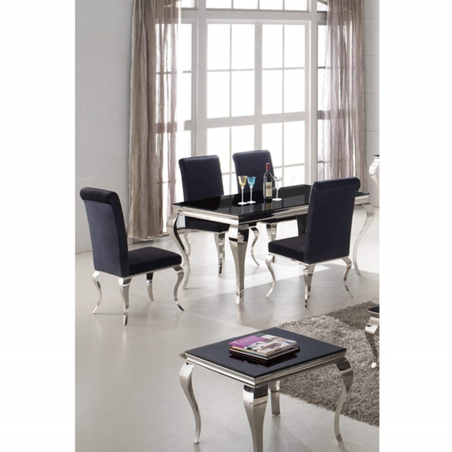 GRADE A1 - Louis Pair of Black Velvet Dining Chairs -Vida Living