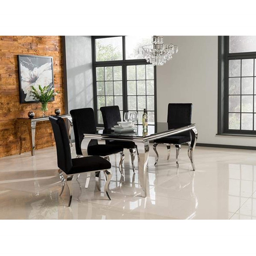 GRADE A1 - Louis Pair of Black Velvet Dining Chairs -Vida Living