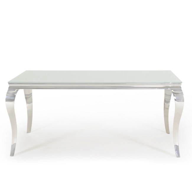 GRADE A1 - Louis Mirrored Dining Table with White Glass Top - Seats 4-6 People - By Vida Living