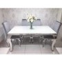 GRADE A1 - Louis Mirrored Dining Table with White Glass Top - Seats 4-6 People - By Vida Living