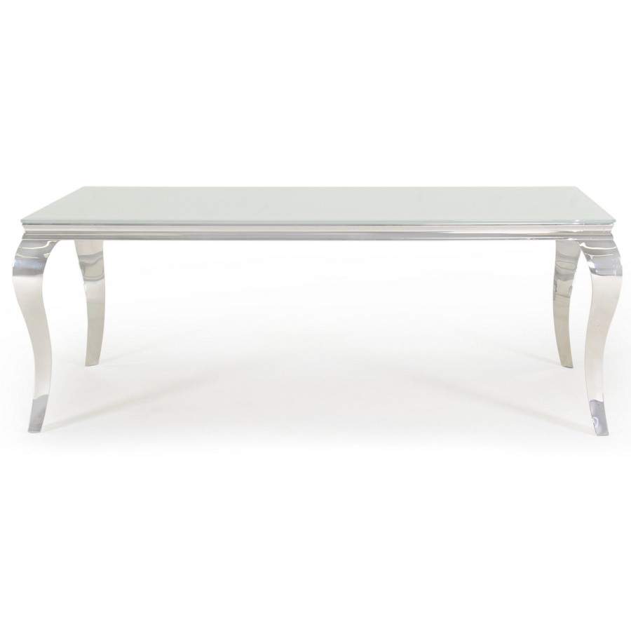 Louis Mirrored Dining Table in White - Vida Living - Seats 6-8 200cm