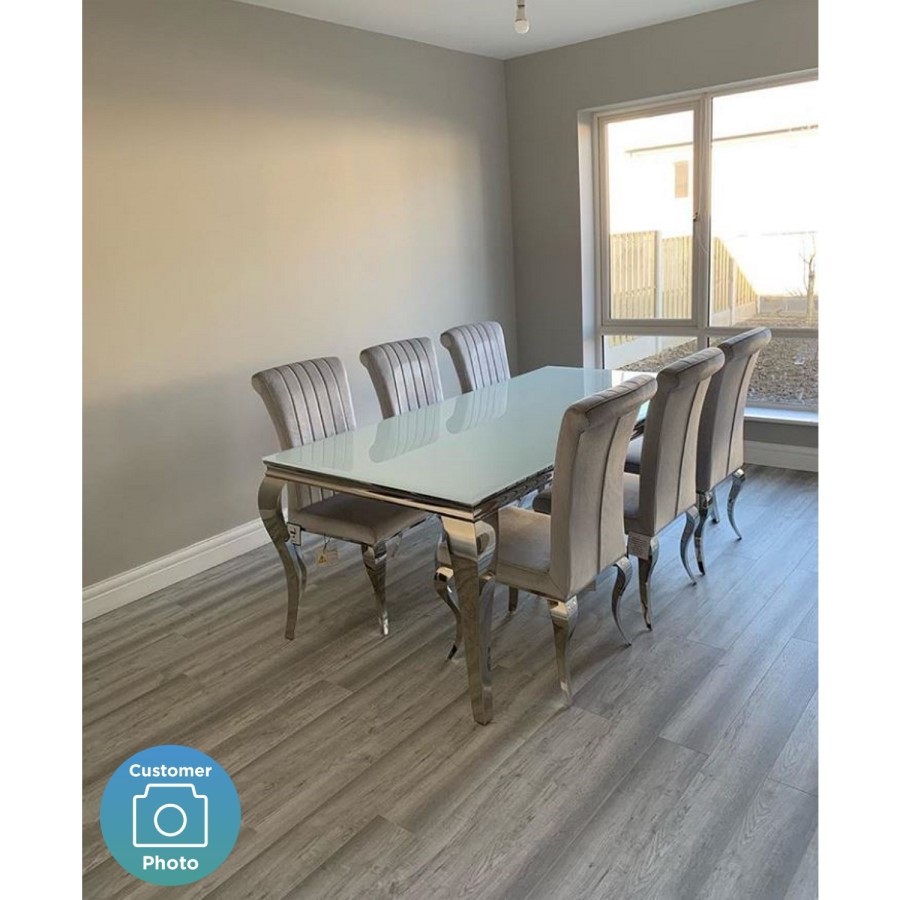 Louis Mirrored Dining Table in White - Vida Living - Seats 6-8 200cm