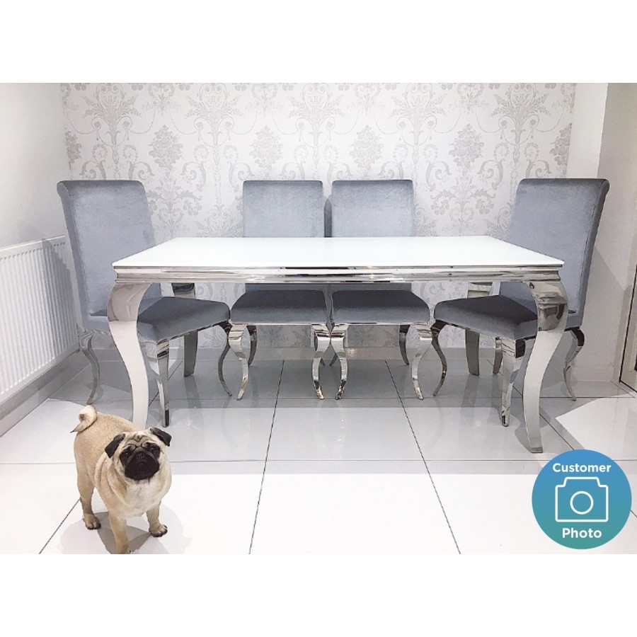 Louis Mirrored Dining Table in White - Vida Living - Seats 6-8 200cm