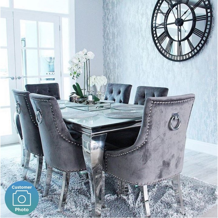 Louis Mirrored Dining Table in White - Vida Living - Seats 6-8 200cm
