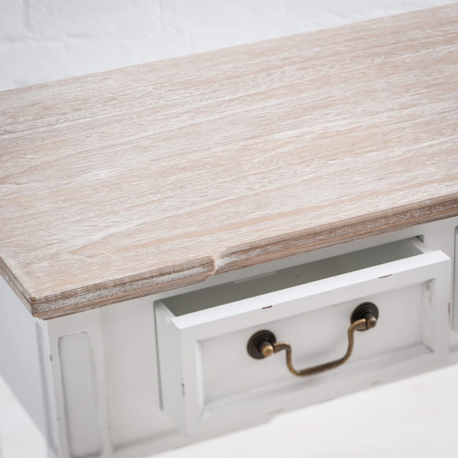 New Hampshire Distressed White 3 Drawer Console Table
