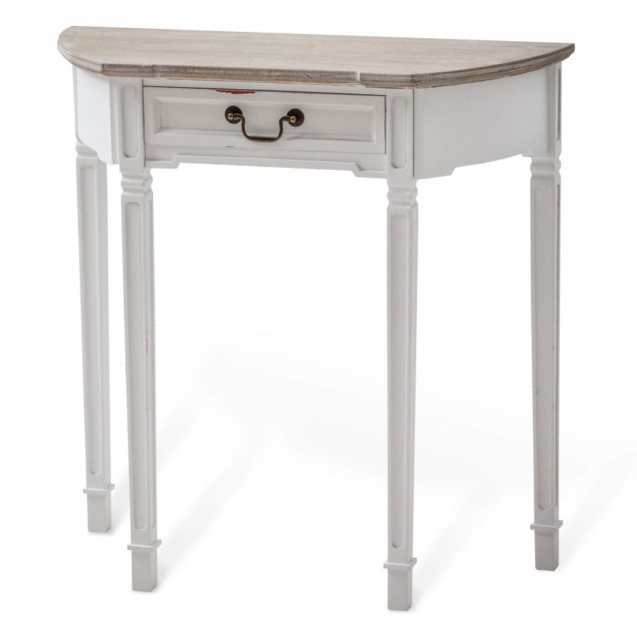 New Hampshire Distressed White Demilune Console Table