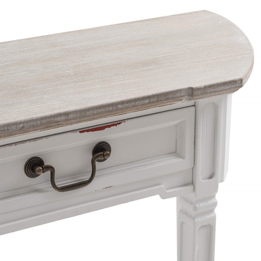 New Hampshire Distressed White Demilune Console Table