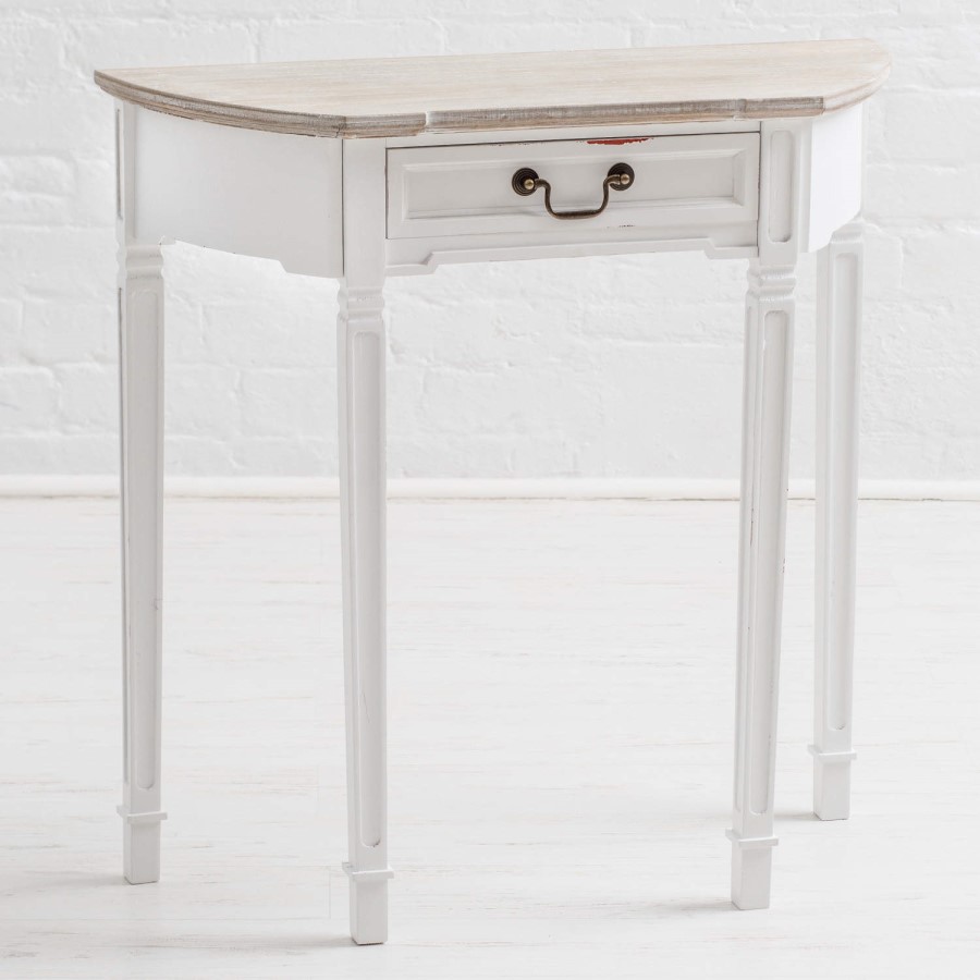 New Hampshire Distressed White Demilune Console Table
