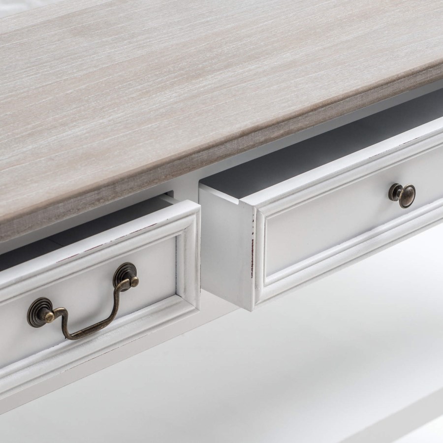 Vermont Shabby Chic 3 Drawer Shelved Console Table