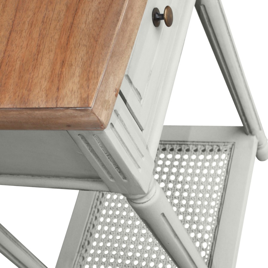 Hope Bedside Table French Grey and Cedar Wood Top