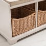 Newport White Hallway Storage Bench with 3 Shoe Storage Wicker Baskets & Cushion
