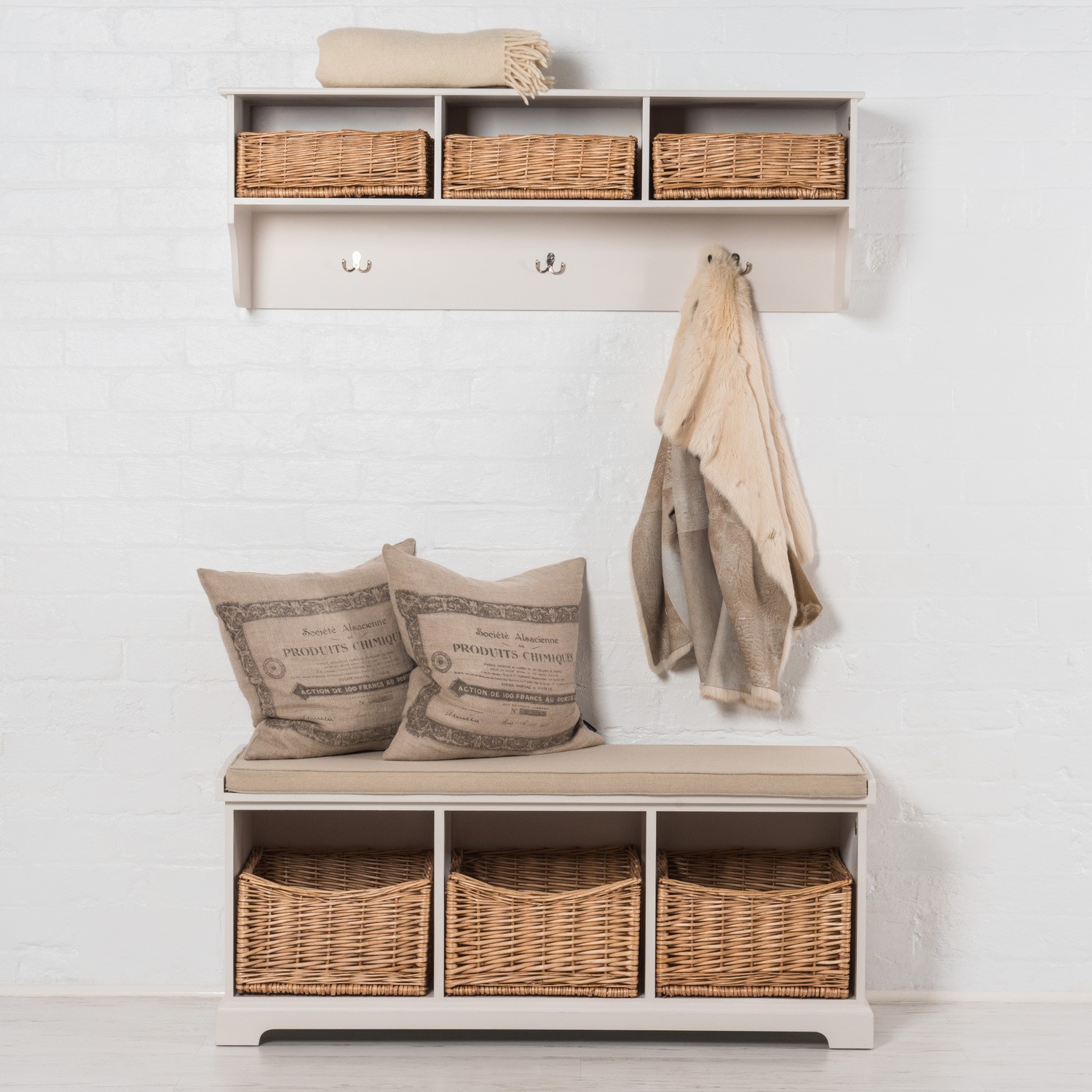 Newport 3 Basket Storage Shelf Rack - Furniture123