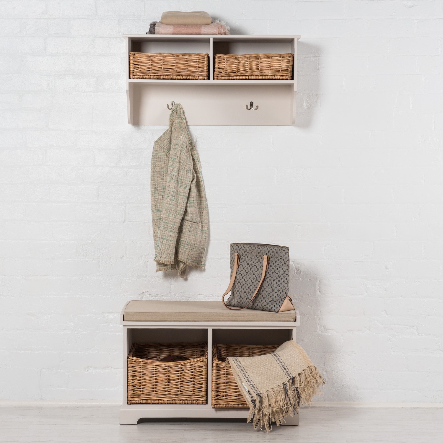 GRADE A2 - Newport 2 Basket Storage Shelf Rack - Furniture123