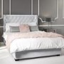 GRADE A1 - Milania Double Ottoman Bed Silver/Grey Velvet with Curved Headboard