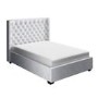 GRADE A2 - Milania Double Ottoman Bed in Silver Grey Velvet with Curved Headboard