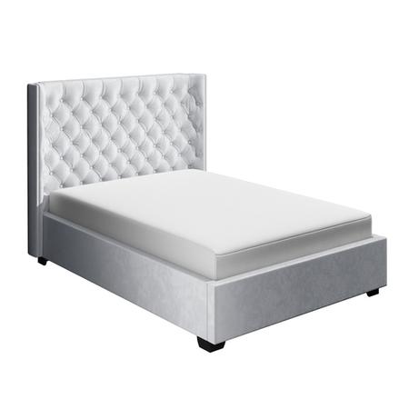 GRADE A2 - Milania Double Ottoman Bed in Silver Grey Velvet with Curved Headboard