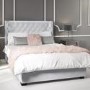 GRADE A1 - Milania King Size Ottoman Bed Grey Velvet with Curved Headboard 