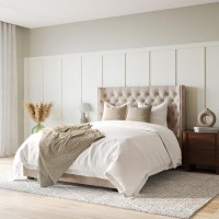 Beige Velvet Double Ottoman Bed with Curved Headboard - Milania