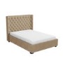 GRADE A1 - Milania King Size Ottoman Bed in Light Beige Velvet with Curved Headboard