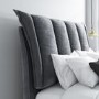 GRADE A1 - Maddox King Size Ottoman Bed with Cushioned Headboard in Silver Grey Velvet
