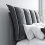 Grey Velvet Double Ottoman Bed with Cushioned Headboard - Maddox