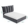 Grey Velvet King Size Ottoman Bed with Cushioned Headboard - Maddox