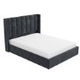 GRADE A1 - Grey Velvet Double Ottoman Bed with Winged Headboard - Maddox