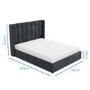 GRADE A1 - Grey Velvet Double Ottoman Bed with Winged Headboard - Maddox