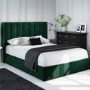 GRADE A2 - Green Velvet Double Ottoman Bed with Winged Headboard - Maddox
