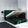 GRADE A2 - Green Velvet Double Ottoman Bed with Winged Headboard - Maddox