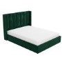 GRADE A2 - Green Velvet Double Ottoman Bed with Winged Headboard - Maddox