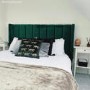 GRADE A2 - Green Velvet Double Ottoman Bed with Winged Headboard - Maddox