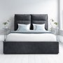 GRADE A2 - Maddox Double Ottoman Bed with Cushioned Headboard in Anthracite Grey Velvet