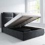 GRADE A2 - Maddox Double Ottoman Bed with Cushioned Headboard in Anthracite Grey Velvet