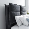 Grey Velvet Double Ottoman Bed with Pillow Headboard - Maddox