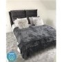 GRADE A2 - Maddox Double Ottoman Bed with Cushioned Headboard in Anthracite Grey Velvet