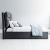 Grey Velvet King Size Ottoman Bed with Pillow Headboard - Maddox