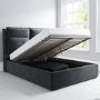 Grey Velvet King Size Ottoman Bed with Pillow Headboard - Maddox