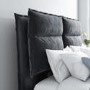 Grey Velvet King Size Ottoman Bed with Pillow Headboard - Maddox