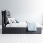 Grey Velvet King Size Ottoman Bed with Pillow Headboard - Maddox