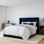 GRADE A2 - Navy Blue Velvet Double Ottoman Bed with Winged Headboard - Maddox