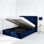 GRADE A1 - Maddox Wing Back Double Ottoman Bed in Navy Velvet