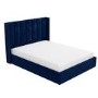 GRADE A1 - Maddox Wing Back Double Ottoman Bed in Navy Velvet