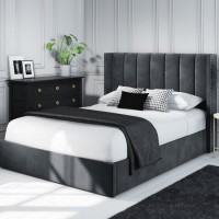 GRADE A2 - Maddox Wing Back Small Double Ottoman Bed in Grey Velvet
