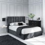 ONLY OPENED - Grey Velvet Small Double Ottoman Bed with Winged Headboard - Maddox