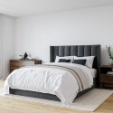 Grey Velvet Double Ottoman Bed with Winged Headboard - Maddox ...