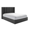Grey Velvet Small Double Ottoman Bed with Winged Headboard - Maddox
