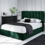 GRADE A1 - Maddox Wing Back Small Double Ottoman Bed in Green Velvet