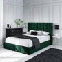 GRADE A1 - Maddox Wing Back Small Double Ottoman Bed in Green Velvet