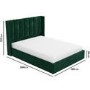 Green Velvet Small Double Ottoman Bed with Winged Headboard - Maddox